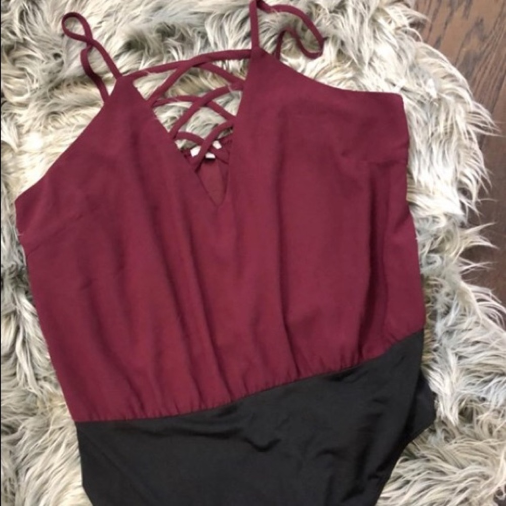 Maroon body suit
